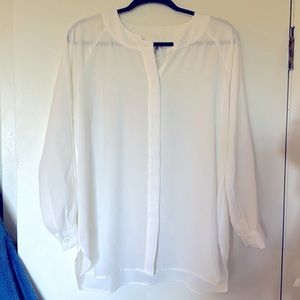 Sheer White Button Up Blouse